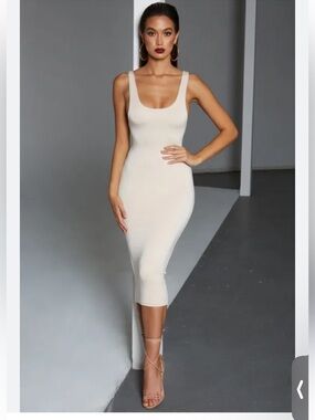 JLUXLABEL Buttercream Scoop Neck Midi Dress